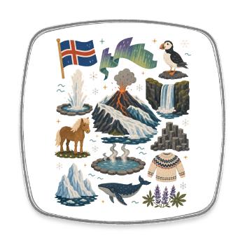 Iceland | Volcanoes, Geysers & Northern Lights - Square fridge magnet - white - Front