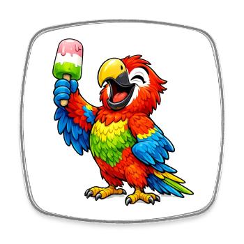 Papagei mit einem Eis - Square fridge magnet - white - Front