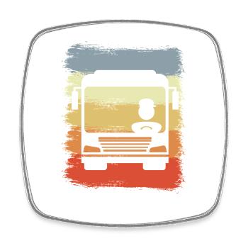 Oldschool Bus Driver - Square fridge magnet - white - Front