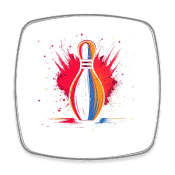 Bowling Retrowave - Square fridge magnet - white - Front