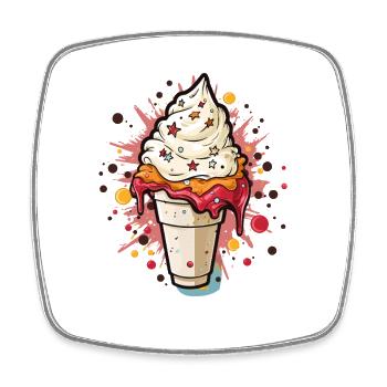 Eiscreme Becher - Square fridge magnet - white - Front