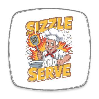 Restaurant Chef Sizzle And Serve Culinary Arts - Square fridge magnet - white - Front