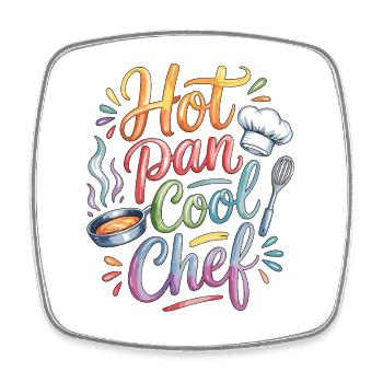 Restaurant Chef Hot Pan Cool Chef Food Preparation - Square fridge magnet - white - Front
