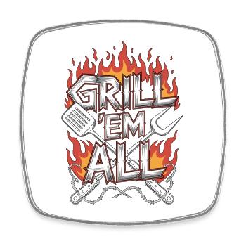 Restaurant Chef Grill 'Em All Professional Chef - Square fridge magnet - white - Front