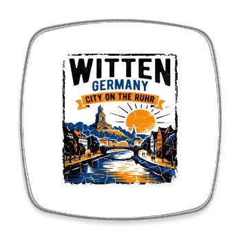 Le paysage urbain vintage de Witten, Allemagne D3370 - Magnet carré - blanc - Devant