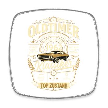 64. Geburtstag Geschenk Mann Vintage Oldtimer 1962 - Viereckiger Kühlschrankmagnet - Weiß - Vorne