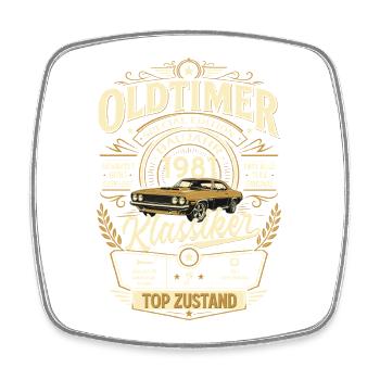 45. Geburtstag Geschenk Mann Vintage Oldtimer 1981 - Viereckiger Kühlschrankmagnet - Weiß - Vorne