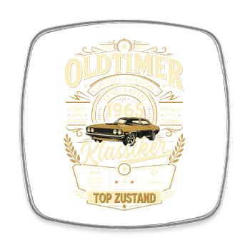 61. Geburtstag Geschenk Mann Vintage Oldtimer 1965 - Viereckiger Kühlschrankmagnet - Weiß - Vorne