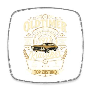 49. Geburtstag Geschenk Mann Vintage Oldtimer 1977 - Viereckiger Kühlschrankmagnet - Weiß - Vorne