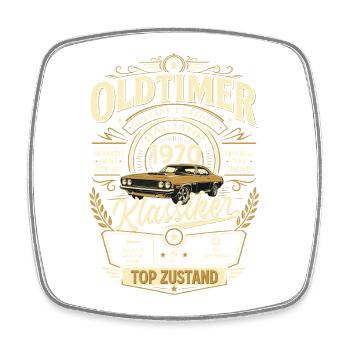 56. Geburtstag Geschenk Mann Vintage Oldtimer 1970 - Viereckiger Kühlschrankmagnet - Weiß - Vorne