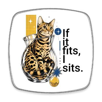 If I fit in, I sit in it – Bengal in a vase - Square fridge magnet - white - Front
