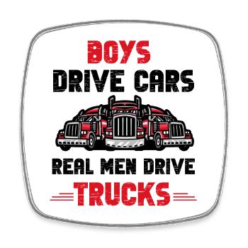 Real Men Trucks - Square fridge magnet - white - Front