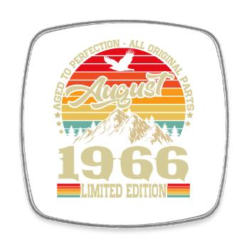 August 1966 Vintage Retro Birthday Gift - Square fridge magnet - white - Front