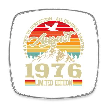 August 1976 Vintage Retro Birthday Gift - Square fridge magnet - white - Front