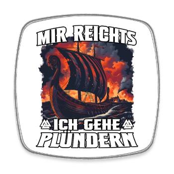 Vikingerschiff Plünder-Motiv - Viereckiger Kühlschrankmagnet - Weiß - Vorne