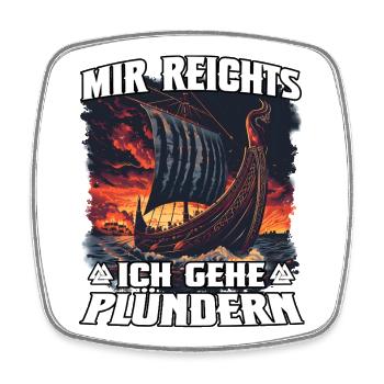 Vikingerschiff Plünderer Raid Motiv - Viereckiger Kühlschrankmagnet - Weiß - Vorne