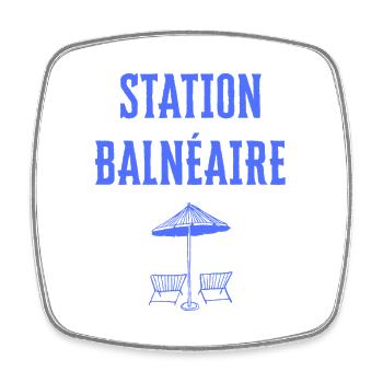 station balnéaire bleue méditerranée - Magnet carré - blanc - Devant