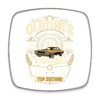 55. Geburtstag Geschenk Mann Vintage Oldtimer 1971 - Viereckiger Kühlschrankmagnet - Weiß - Vorne