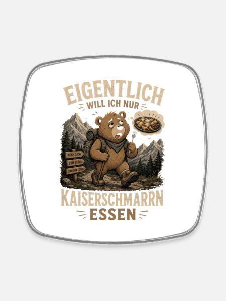 Kaiserschmarrn Wanderer - Viereckiger Kühlschrankmagnet - Weiß