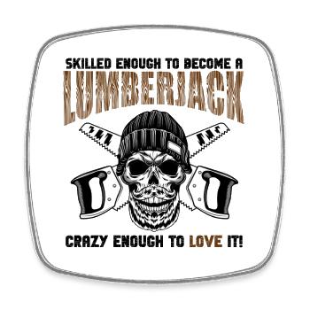 Lumberjack Skull Saws - Square fridge magnet - white - Front