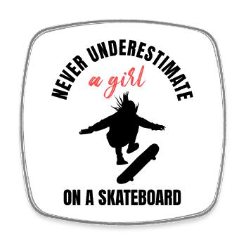 Skater Girl Power - Square fridge magnet - white - Front