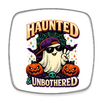 Haunted & Unbothered Cool Ghost Geist Halloween - Square fridge magnet - white - Front