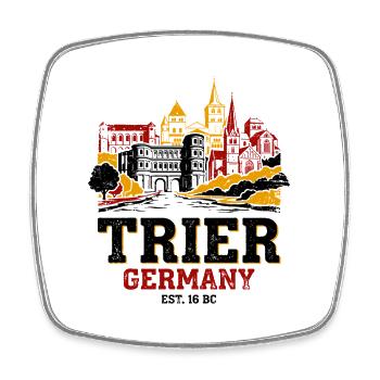 Historique de Trèves, Allemagne, Nouveauté de la Skyline de la ville - Magnet carré - blanc - Devant