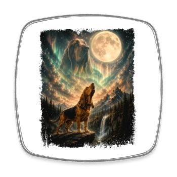 Bloodhound Howling At Moon - Dog Dad Dog Mom - Square fridge magnet - white - Front