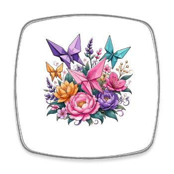 Origami Wings Floral Splendour - Square fridge magnet - white - Front