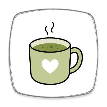 Kawaii Matcha Tea Heart Mug - Square fridge magnet - white - Front