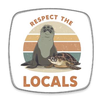 Respect The Locals Seal & Turtle - Square fridge magnet - white - Front