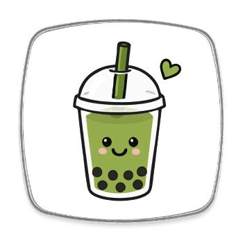 Süßer Kawaii Matcha Boba Tee - Viereckiger Kühlschrankmagnet - Weiß - Vorne