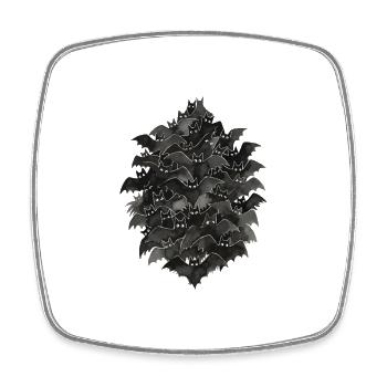 Night bat flock - Square fridge magnet - white - Front