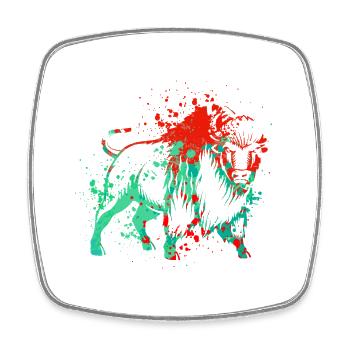 Art éclaboussuré de bison - Magnet carré - blanc - Devant