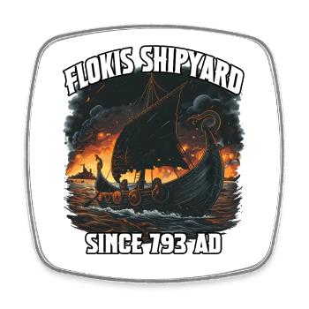 Viking Ship Flame Horizon - Square fridge magnet - white - Front