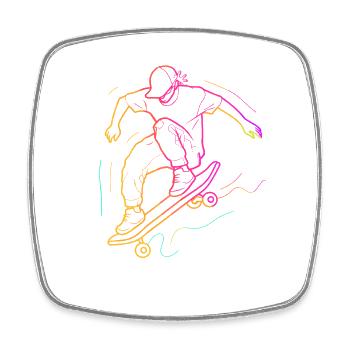 Skateboarder Retro - Square fridge magnet - white - Front