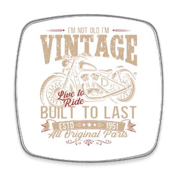 75th Birthday Gift Motorcyclist Biker 1951 - Square fridge magnet - white - Front