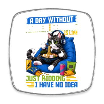 Gamer Gaming Cat Ramen Video Game - Square fridge magnet - white - Front
