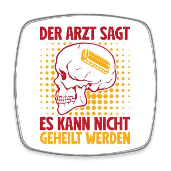 Lustiger Mundharmonika Spieler Der Arzt Sagt Nicht - Viereckiger Kühlschrankmagnet - Weiß - Vorne