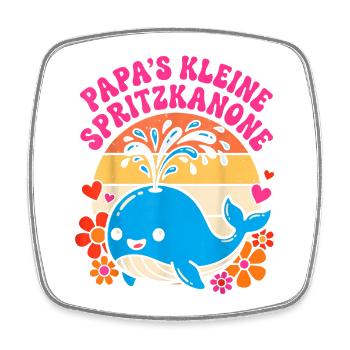 Kleiner Spritzkannon-Wal im Retro-Look - Square fridge magnet - white - Front
