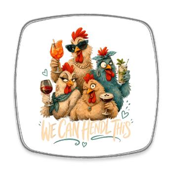 We can do it: Party chickens - Square fridge magnet - white - Front