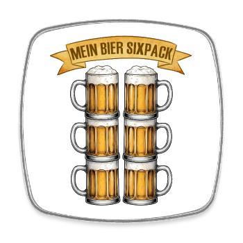 Hier ist mein sechs Bier pack lustige Bier Sprüche - Viereckiger Kühlschrankmagnet - Weiß - Vorne