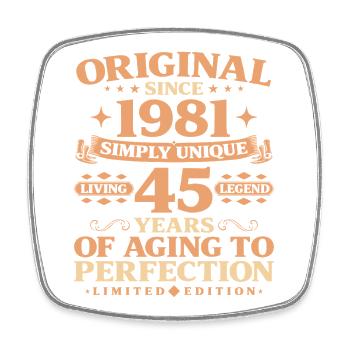 Original since 1981 Vintage 45th Birthday - Square fridge magnet - white - Front