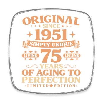 Original since 1951 Vintage 75th Birthday - Square fridge magnet - white - Front