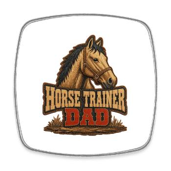 Horse Trainer Dad, Rugged Barn Equestrian Father's - Square fridge magnet - white - Front