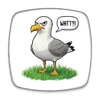 Watt Seagull Seabird Coast Beach Humor Saying - Square fridge magnet - white - Front