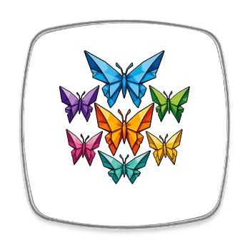 Geometric Butterflies Color Palette - Square fridge magnet - white - Front