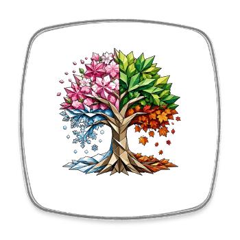 Four Seasons Tree Art - Square fridge magnet - white - Front