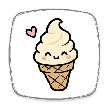 Cornet de glace à la vanille Kawaii - Magnet carré - blanc - Devant