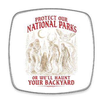 Les cryptides protègent nos parcs nationaux - Magnet carré - blanc - Devant
